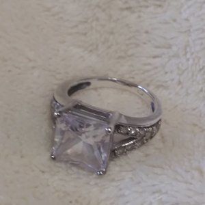 STERLING SILVER CUBIC ZIRCONIA SQUARE CUT RING